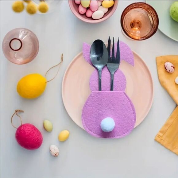 3 for 26 - Easter Bunny Felt Cutlery Silverware Holder Bag Easter Decora… - Picture 4 of 5